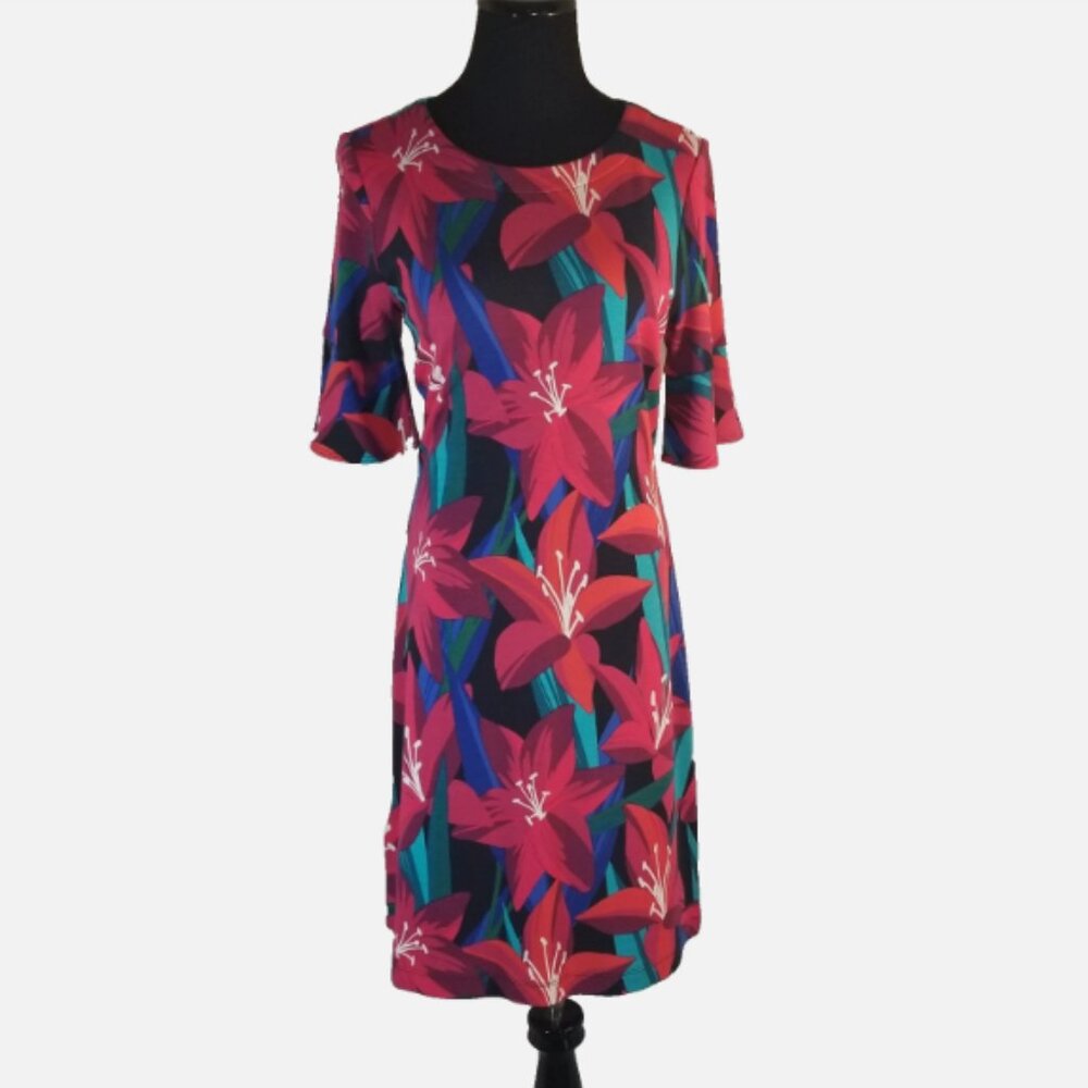 Tommy Bahama Petal Perfect Short Slv Dress Pink Purple Floral Sz S Great Cond